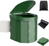 WADEO Upgraded Camping Toilet, Portable Toilet for Adults with Sturdy Support & Comfortable Seat, Folding Toilet with Lid & Toilet Roll Holder, Perfect for Camping, Trip, Car(Green)