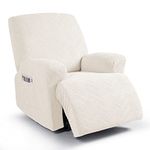 Ruaozz Recliner Sofa Covers Recliner Chair Covers Couch Covers for Reclining Couches with Pockets Washable Furniture Protector with Elastic Bottom (1 Seater, Ivory)