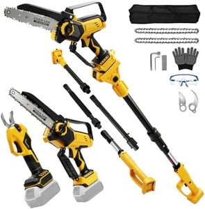 4-in-1 Mini Kettensäge & Akku Astschere Teleskop für Dewalt 18V 20v Akku, 8 Zoll Hochentaster Astsäge, 2.8 cm Elektrische Gartenschere, Maximale Reichweite bis zu 4,5m, Geeignet für Gartenpflege