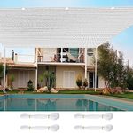 Sunscreen Awning Canopy 2.2 x 2.2 m 95% UV Block Sunscreen Waterproof Awnings with 4 Ropes for Garden Patio Sunscreen Canopy, White