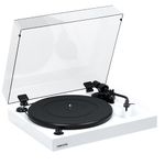 Fluance RT82 Reference High Fidelity Vinyl Turntable Record Player with Ortofon OM10 Cartridge, Speed Control Motor, High Mass MDF Wood Plinth, Vibration Isolation Feet - Piano White