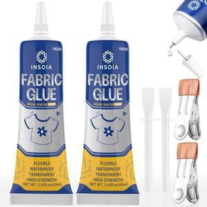 Fabric Glue Permanent, 60MLx2 Food-Grade Clothing Glue, Odor-Free, Dries Clear, Washable Fabric Adhesive for Rhinestones,Patches,Clothes,Denim,Leather,Polyester,Fabrics,Doll Repair,Flannel,Cotton