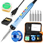 Soldering Iron Kit Electronics, 80W Digital LCD Adjustable Temperature Welding Tool with ON-Off Switch,10 in 1 Solder Gun