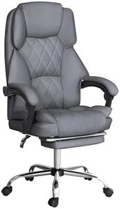 Artiss Ergonomic Office Chair with Footrest High Back Leather Gaming Chair, Big and Tall Executive Office Desk Chairs Adjustable Tilt, Swivel Chair for Executive Home Office, Grey