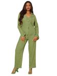 GRECIILOOKS Poly Cotton Casual Standard Length Stylish | Textured Travel for Full Sleeve Women Co-ord Set (GL-W1912&TR941_Lime Green_L)