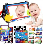 Diyfrety 3 in 1 Tummy Time Baby Mirror Toys 0-6 6-12 Months High Contrast Newborn Toys Baby Crinkle Cloth Book Infant Toys with Teethers Baby Essentials Sensory Toys Baby Boy/Girl Gifts