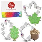 Fall Leaves Cookie Cutters 3-Pc Set Made in USA by Ann Clark, Acorn, Maple Leaf, Oak Leaf
