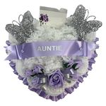 Wreath heart grave memorial artificial mum, dad, nan, grandad (LILAC, SISTER)