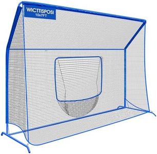 Extra Large Baseball Softball Net with Containment System, 10x7ft Practice Cage for Batting/Pitching/Fielding, Metal Frame with Elevated Base and Storage Bag for Backyard Outdoor Indoor Training