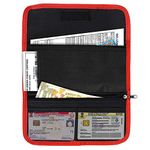 DAHSHA Nylon Two Wheeler/Car Document Holder, Vehicle Document Professional Storage Wallet For Registration & Insurance Card, Driving Licence, Rc Book, Puc (Red/Black-25.5 X 12 Cm)