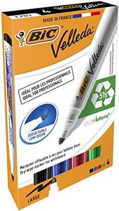 BIC 904941 Velleda 1701 ECOlutions Whiteboard Pens Medium Bullet Tip - Assorted Colours, Pack of 4 Markers