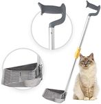 iPrimio Scoop Monster Stand Up Cat Litter Scooper - (Silver) - Adjustable Length Handle Up to 34 inch - Kitty Litter Box Accessory - Super Large Shovel - Fast Shifting Litter Cat Scooper