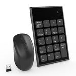 Wireless Number Pad and Mouse, 19 Keys Portable Ultra Slim 2.4GHz 10 Key USB Keypad and 3 Adjustable DPI Silent Mouse Set for Laptop, Notebook, Desktop, PC Computer - Use One USB Receiver