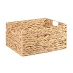 Woven Water Hyacinth Organiser Storage Baskets Wicker Hamper Basket With handles Gift Basket Bathroom Storage Basket Toys Storage Basket (Large)