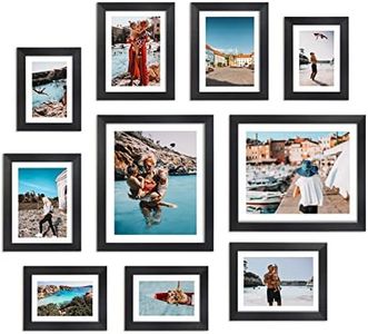 Giftgarden Multi Picture Frames Set Black Photo frame with white mat for Multiple Photos, 10 Pcs, Two 8x10, Four 4x6, Four 5x7