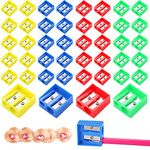 240 Pcs Pencil Sharpeners Bulk Double Hole Pencil Sharpeners Pocket Sized Square Manual Pencil Kids Sharpener Bulk for Goodie Bags Office Home Classroom Prizes and School Supplies