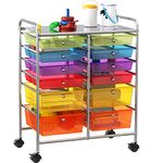 SimpleHouseware Utility Cart with 12 Drawers Rolling Storage Art Craft Organizer on Wheels, Multicolor