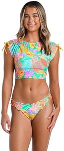 Hobie Women's Standard Crop Rashguard Swimsuit Top, Multi//Maui Pop, Medium