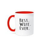 3dRose Mug_151521_5 "Best Wife Ever Fun Romantic Married Wedded Love Gifts for her for Anniversary Two Tone Red" Mug, 11 oz, Red/White