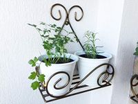 Indian Iron Art Plant Stand Flower Pot Stand for Balcony Living Room Outdoor Indoor Plants Over The Balcony Grill Rack -Parent (Set of 2)