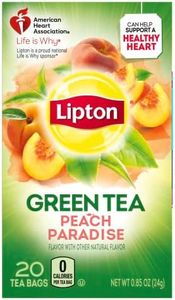 Lipton Green Tea Bags, White Mangosteen Peach 20 Count, (Pack of 6)