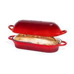 Enamelled Cast Iron Bread Loaf Pot – Dutch Oven for Sourdough Bread Baking – Oven Safe Non Stick Bread Pot – Rectangular, Red, 32cm x 16cm – by Nuovva