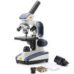 Swift Compound Monocular Microscope with 40X-1000X Magnification, Dual Light, Precision Fine Focus, Wide-Field 25X Eyepiece and Cordless Capability for Student Beginner