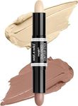 Wet n Wild, MegaGlo Dual-Ended Contour Stick, 2-in-1 Contour Stick with Contouring Shade and Highlighter, Easy-to-Blend Formula, for a Defined and Chiseled Look, Light/Medium