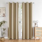 HOMEMONDE Solid Blackout Curtains 7 Feet Long - Thermal Insulated Curtains for Door, 70% Room Darkening Drapes for Living Room, Bedroom, 84 Inch 1 Piece, (Beige, 213.36 x 118 CM)