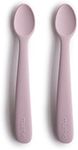 Mushie Silicone Baby Feeding Spoons | 1x Set of 2 Silicone Feeding Spoons for Babies & Toddlers | Material: Food Grade Silicone | Dishwasher Safe (Soft Lilac)