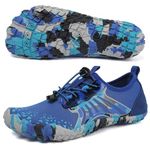 Bravover Unisex Water Shoes for Men Women with Five Toes Design Quick Dry Barefoot Aqua Shoes Ideal for Swim Pool Surf Beach Sea Activities Blue