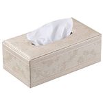 Tissue Box Cover Rectangular, Rose Gold Leather Tissue Box Holder for Napkin Facial Paper, Dryer Sheet Dispenser for Bathroom Vanity Countertop, Pumping Papers Organizer for Night Stand, Office, Car