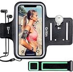 Gritin Running Armband for iPhone 15/15 Pro/14/14 Pro/13/13 Pro/12/12Pro/X, Skin-Friendly Sweatproof Sports Running Armband with Key and Headphone Slot for Phones up to 6.1"-Perfect for Jogging, Gym