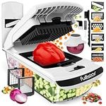 Vegetable Chopper & Mandoline Slicer with Container - Veggie Onion Salad Food Cutter Dicer - Julienne & Wavy Slicer - Grater Zester - Kitchen Tools Gadgets - Home Essentials (8-in-1 PRO White)