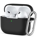 Easuny for AirPods Pro 2nd/1st Generation Case(2022/2019) - Full Body Protective Case Cover Compatible with New Apple AirPods Pro 2, Shockproof Silicone Case with Carabiner [Front LED Visible], Black