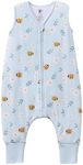 TADO MUSLIN Toddler Sleep Sack with Feet 18-36M 1.0 Tog 95% Rayon from Bamboo 5% Spandex Breathable Sleep Sacks Baby Walker Quilted Wearable Blanket with Legs 2-Way Zipper Little Bee