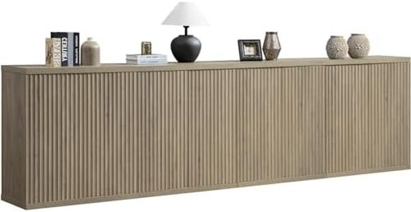 SICOTAS Buffet Cabinet with Storage Accent Sideboard Modern Credenza with Doors & Shelves Fluted Media Console Mid Century Coffee Bar Table for Living Room Kitchen Dining Room Hallway (4PCS)