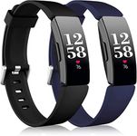 Vobafe 2 Pack Strap for Fitbit Inspire Strap/Inspire HR Strap, Soft Silicone Sport Replacement Wristband for Fitbit Inspire/Inspire HR/Inspire 2/Ace 2 Women Men, Small Black/Dark Blue