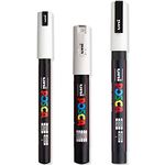 Posca - Ultra Fine to Fine Paint Marker Pens Set - PC-1MR, PC-1M, PC-3M - White Ink - Pack of 3