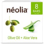 Neolia Green Olive Oil Soap Bar - 8 Pack - Made With Extra Virgin Organic Italian Olive Oil + Aloe Vera + Vitamins & Minerals. All-Natural Bar Soap for Dry or Sensitive Skin - No Paraben, Fresh Scent.