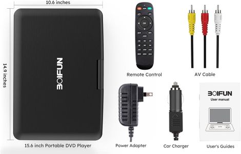 Portable DVD Player 17.5" – Black, Large Screen