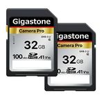 Gigastone 32GB SDHC Memory Card, Pro Series Camera, 2 Cards, Speed Up to 100MB/s, Compatible with Canon Nikon Sony Camcorder, A1 U1 V10 UHS-I Class 10 Camera for Full HD Video