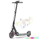 FanttikRide T9 Apex Electric Scooter for Kids 4.3-5.6 ft, 200 W Motor, LED Colorful Lights with Bluetooth Music Speaker, 7/10/12 MPH Digital Display, Adjustable Height, Foldable, Up to 40 mins, Black