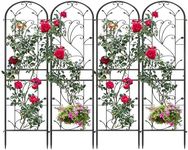 YITAHOME 4 Pack 87x20in Garden Arch Trellises, Black Metal Coated Trellis for Climbing Plants Outdoor, Roses, Vegetables, Vines, Cucumbers