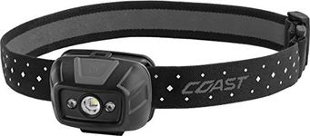 COAST FL19 330 Lumen Dual Color (White & Red) LED Headlamp, Batteries & Hard Hat Clips Included, Grey