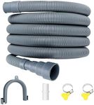 Flehomo Flexible Washing Machine Drain Hose Extension Kits, Universal Corrugated Dishwasher Drain Hose with 1 U-Bend Hose Holder, 1 Extension Adapter and 2 Hose Clamps (10 Feet)