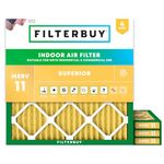 Filterbuy 23.5x23.5x1 Air Filter MERV 11 Allergen Defense (4-Pack), Pleated HVAC AC Furnace Air Filters Replacement (Actual Size: 23.38 x 23.38 x 1.00 Inches)