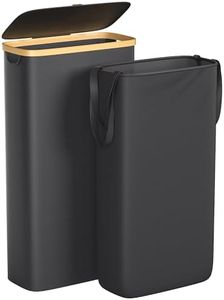 Foluck Slim Laundry Hamper, 60L Waterproof Narrow Laundry Basket with Lid and Removable Bag, Collapsible Tall Clothes Hamper with Bamboo Handles for Clothes Toys in Dorm Bedroom Bathroom, Black