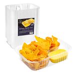 Klineus 100 Pcs Nacho Trays for Party, 6x5 inches Nacho Trays Disposable, 2 Compartments Clear Plastic Nacho Containers with Chip and Dip Holder, Nacho Tray for Kids, Movie Theater, Festivals (12Oz)