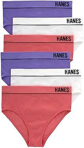 Hanes Women's Originals Seamless Panties Pack, Stretchy Ribbed Underwear, 6-Pack, Lively Lavender/White/Pink Begonia, Large